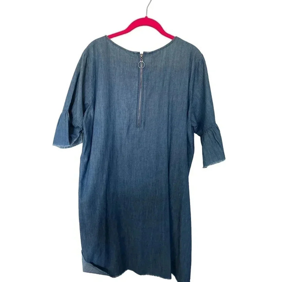 Krazy Kat Blue Chambray Denim 3/4 Bell Sleeve Shift Dress Size XL NWT - Picture 4 of 4